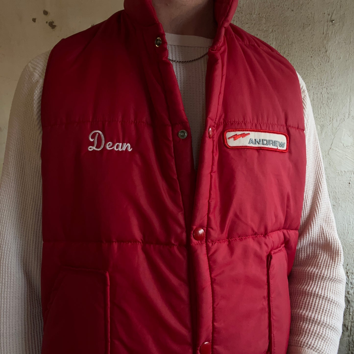 VTG DEAN RED PUFFER VEST