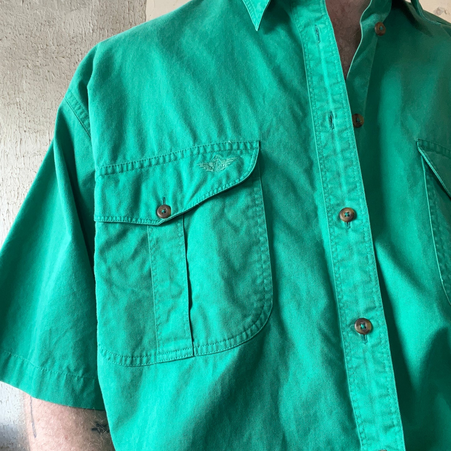 VTG Dockers Green Short Sleeve Button Up Shirt