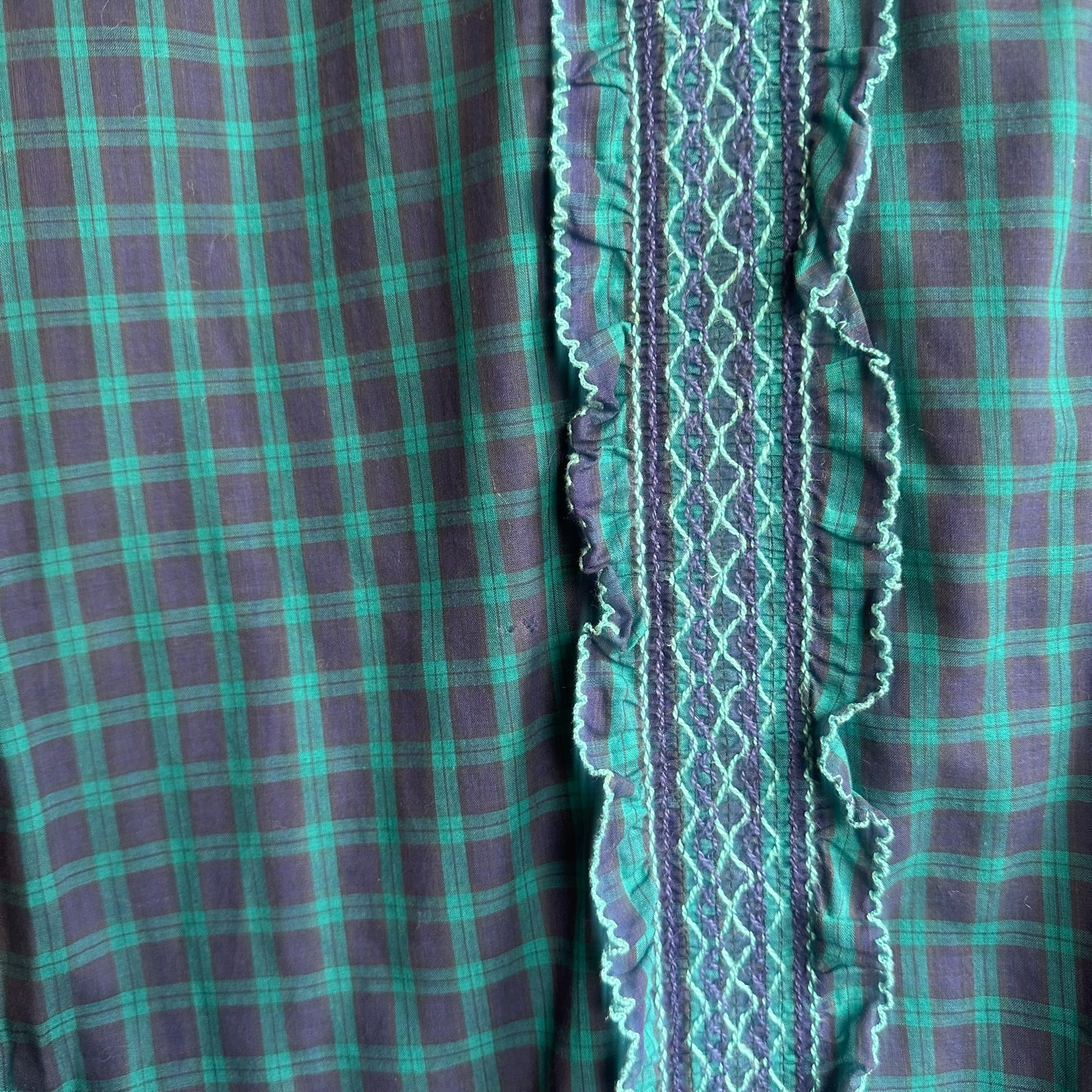 Vtg Plaid Ruffle Dress M