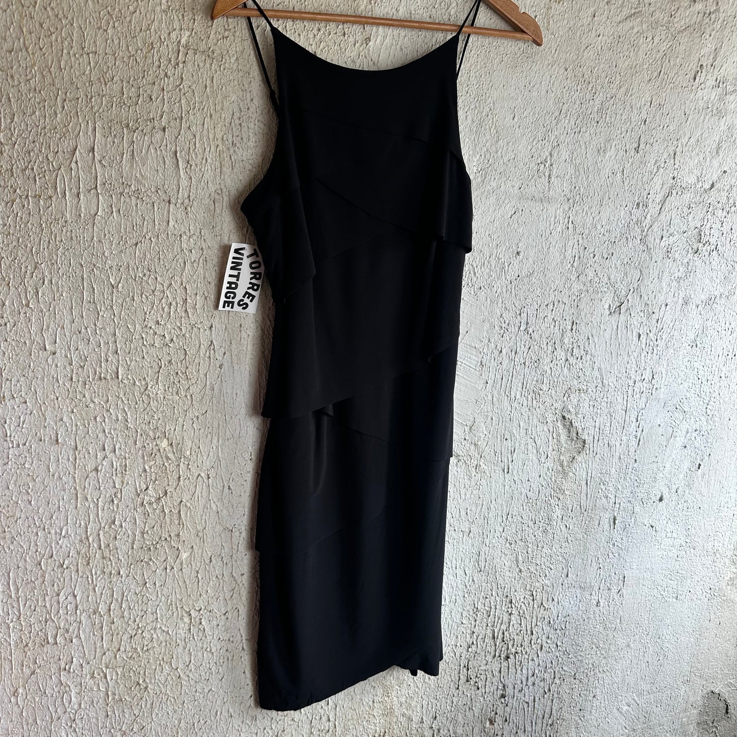 90s Layered Strap Black Dress S