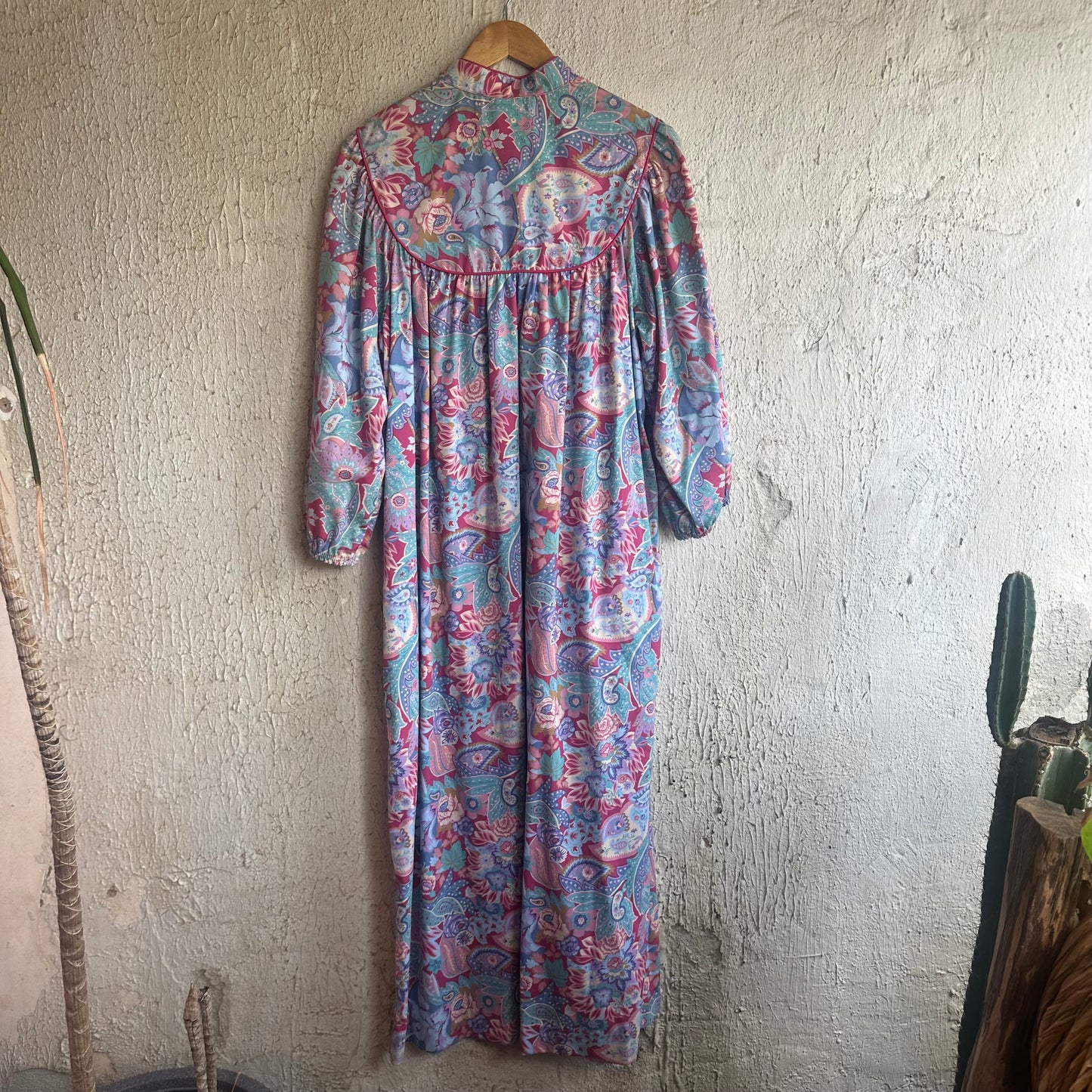 80s Paisley Peony Print Garden Dress M