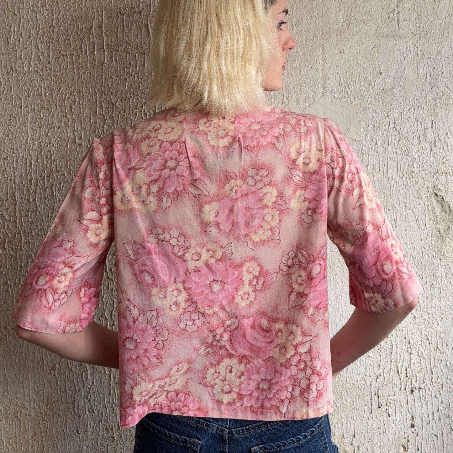 1960’s Handmade Pink Floral Button Up S