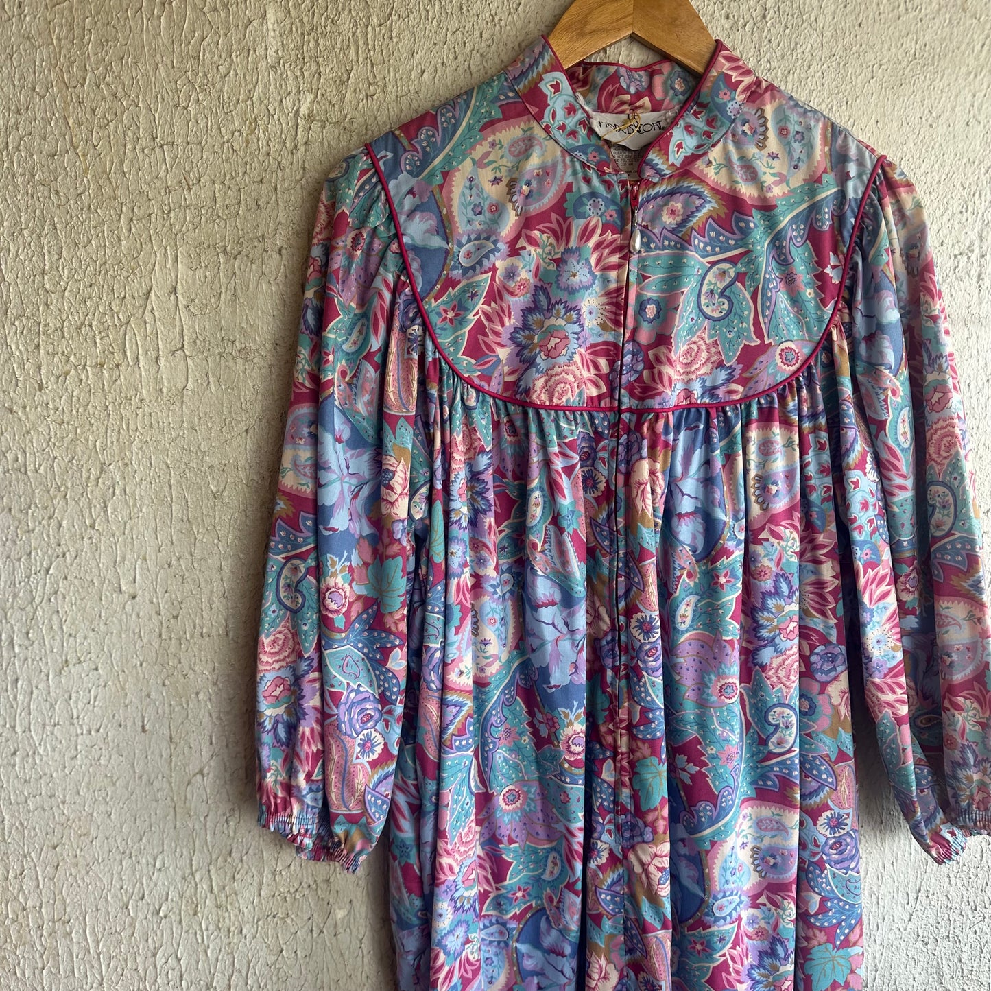 80s Paisley Peony Print Garden Dress M