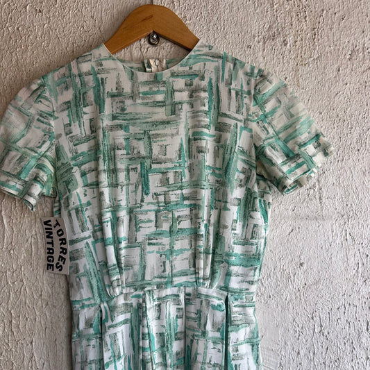 1950s Teal Blue Dress S
