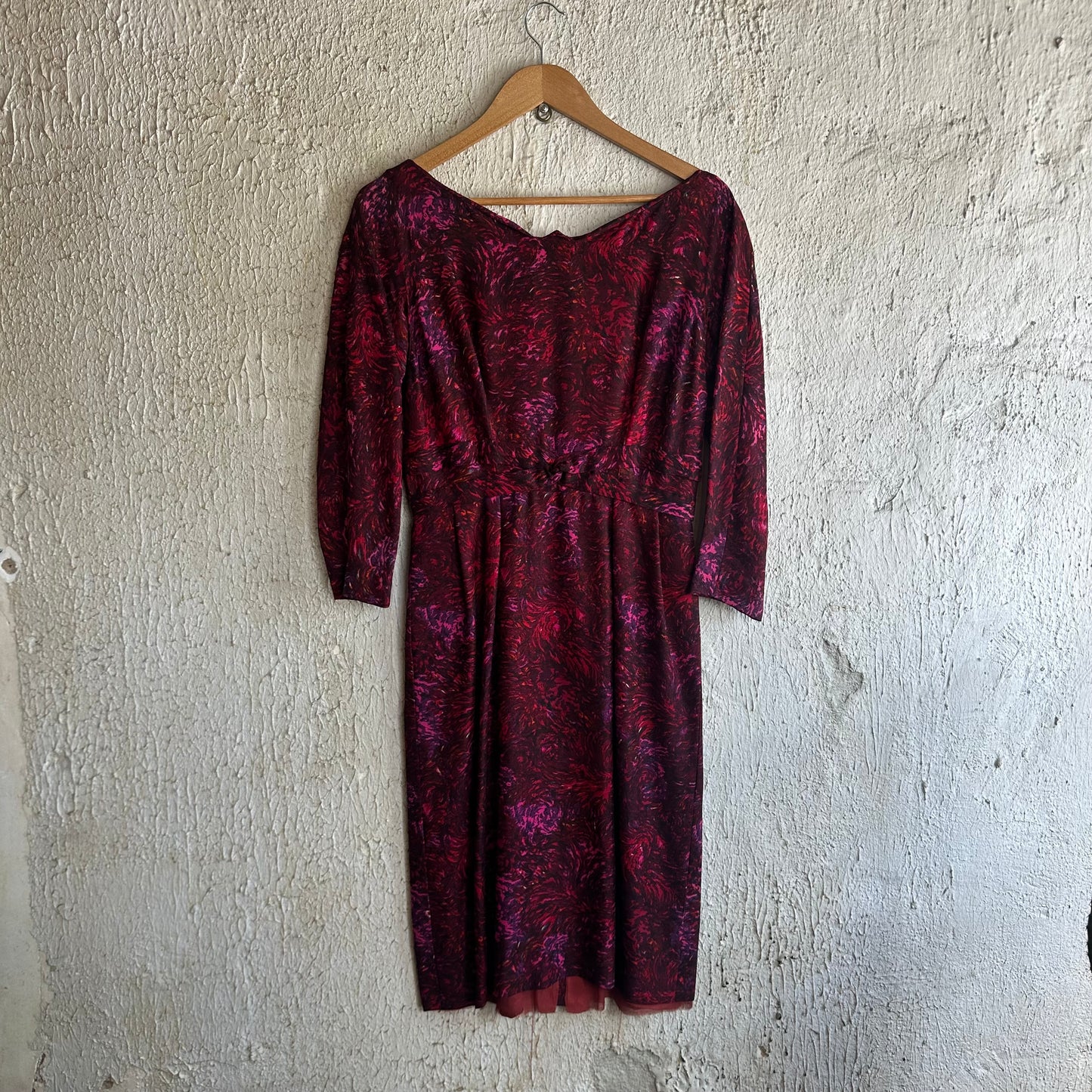 1950s Red Pattern Dress