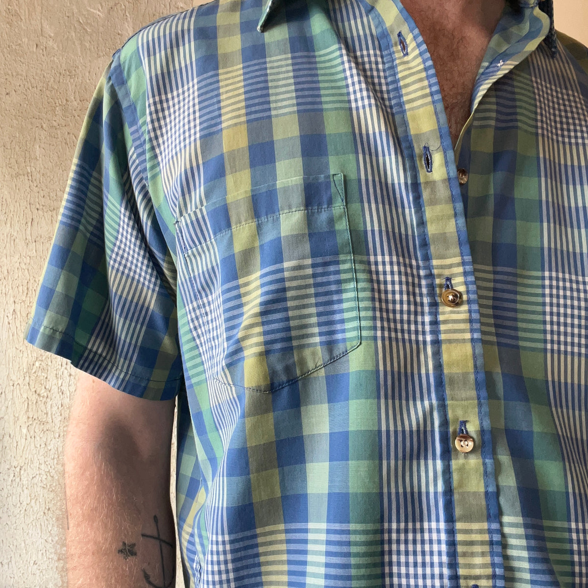 VTG Blue & Green Plaid Shirt