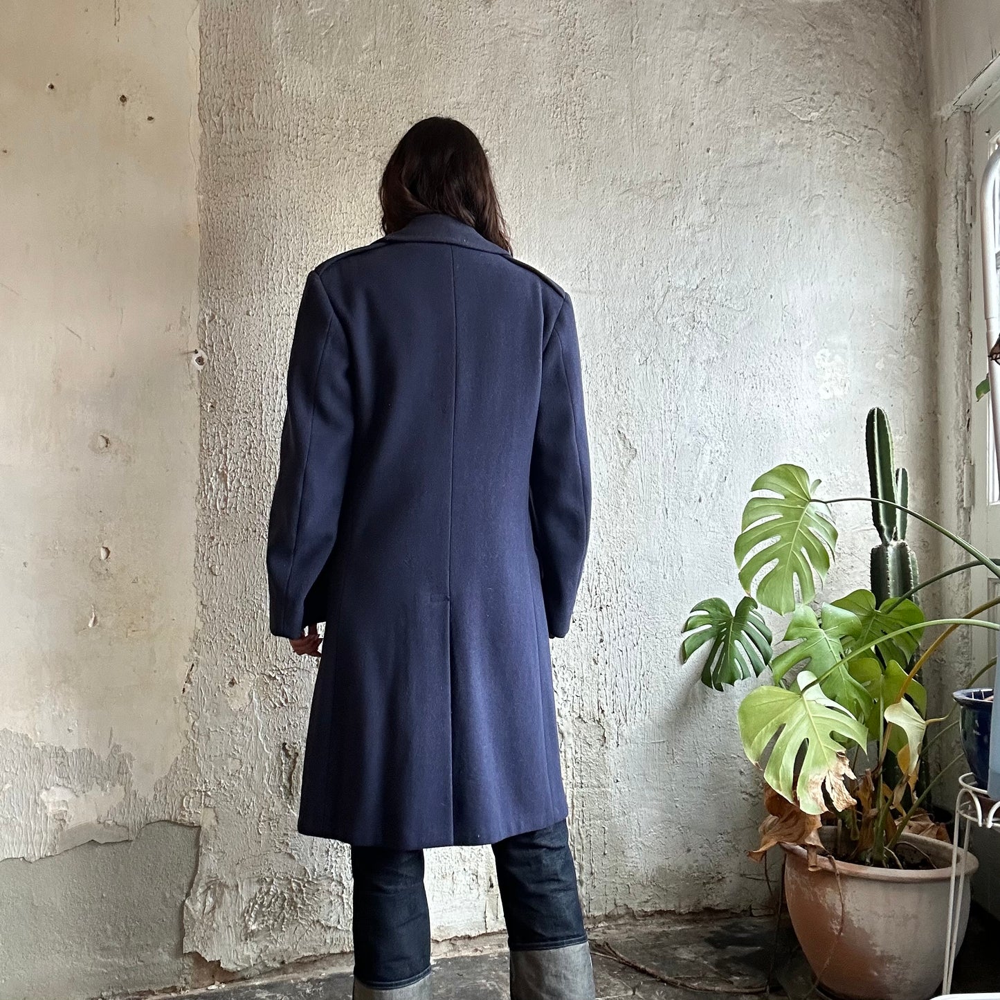 50s Military Blue Wool Coat