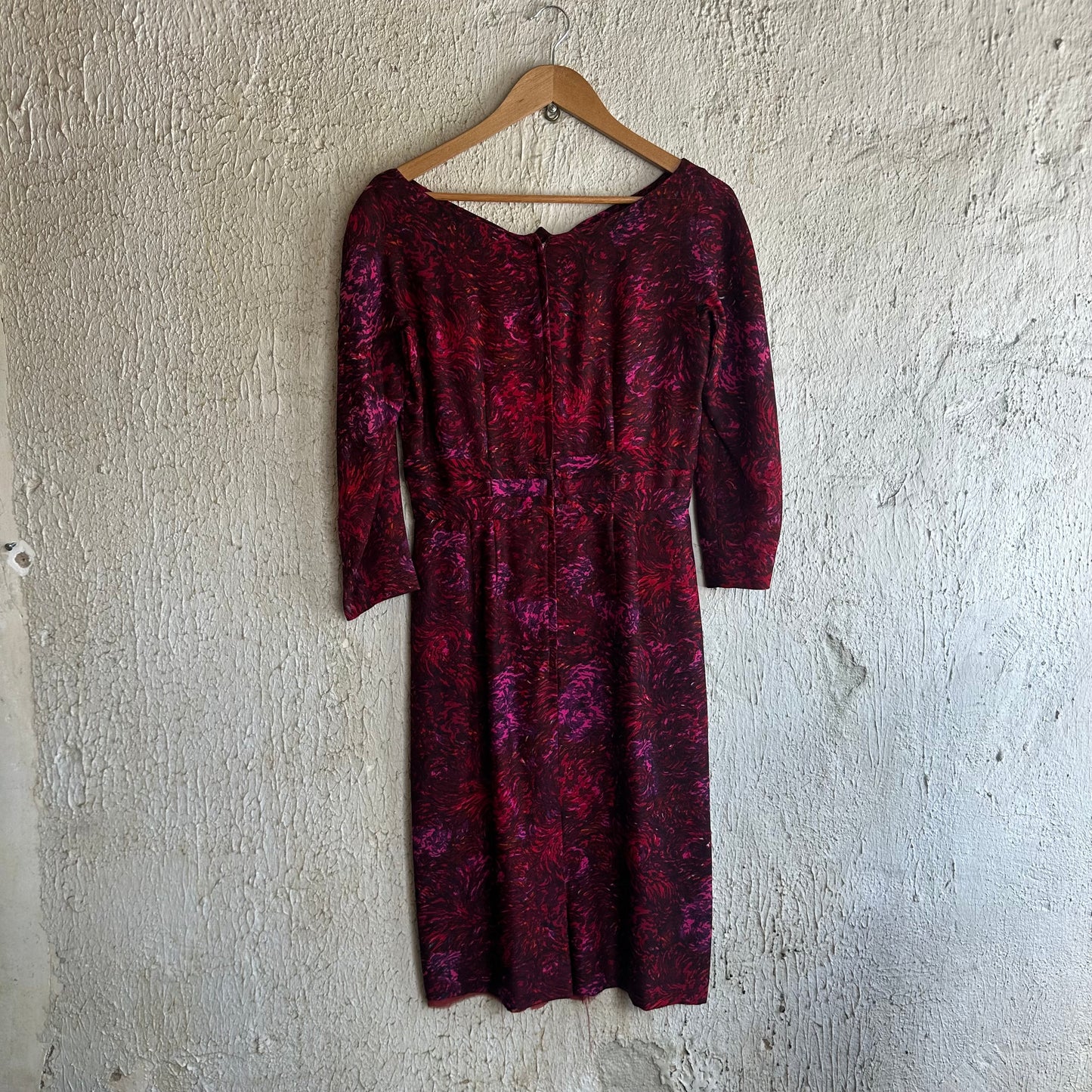 1950s Red Pattern Dress