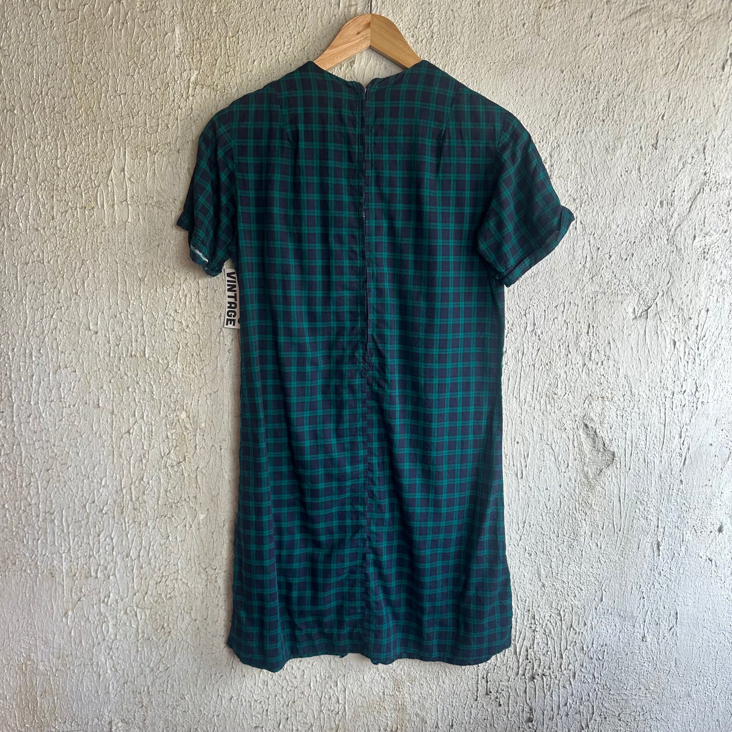 Vtg Plaid Ruffle Dress M
