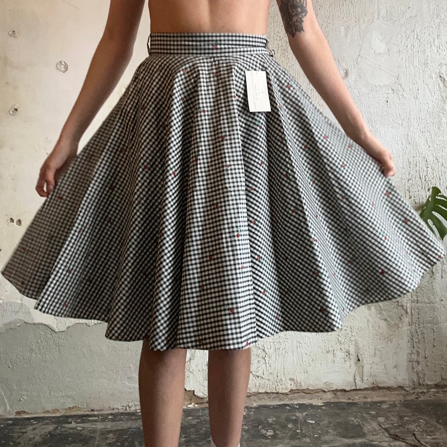 Elaine Black Gingham Skirt S