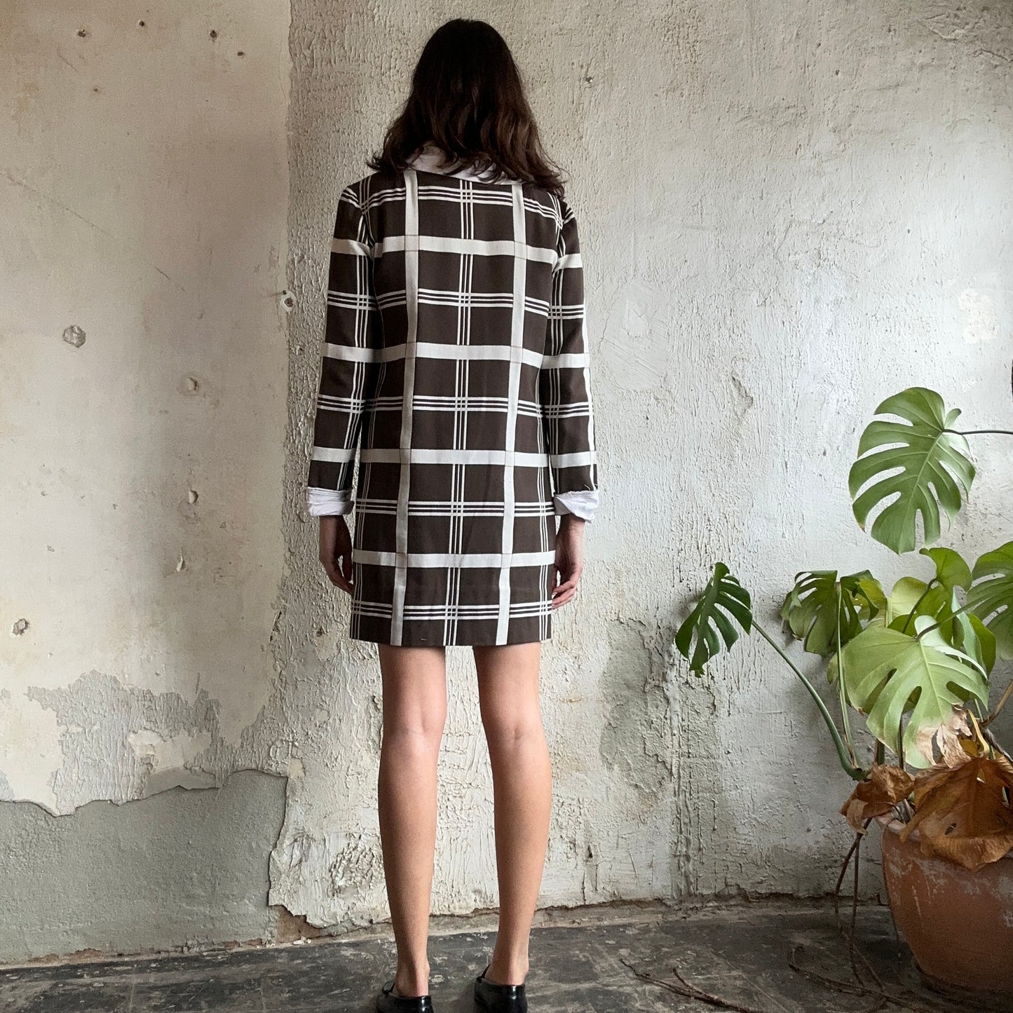 Jonathon Logan Brown Plaid Dress S