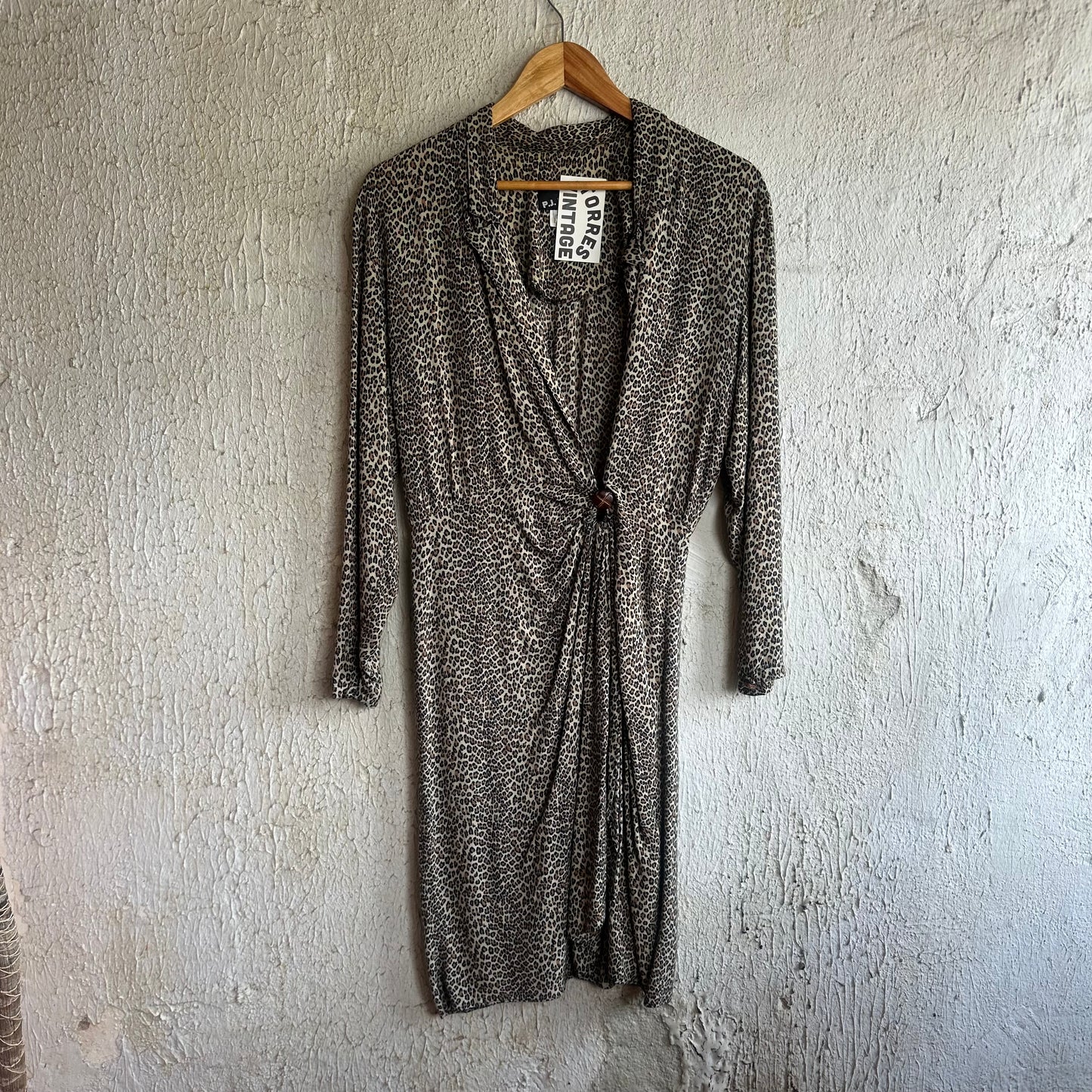 PJ Klein Leopard Print Wrap Dress M