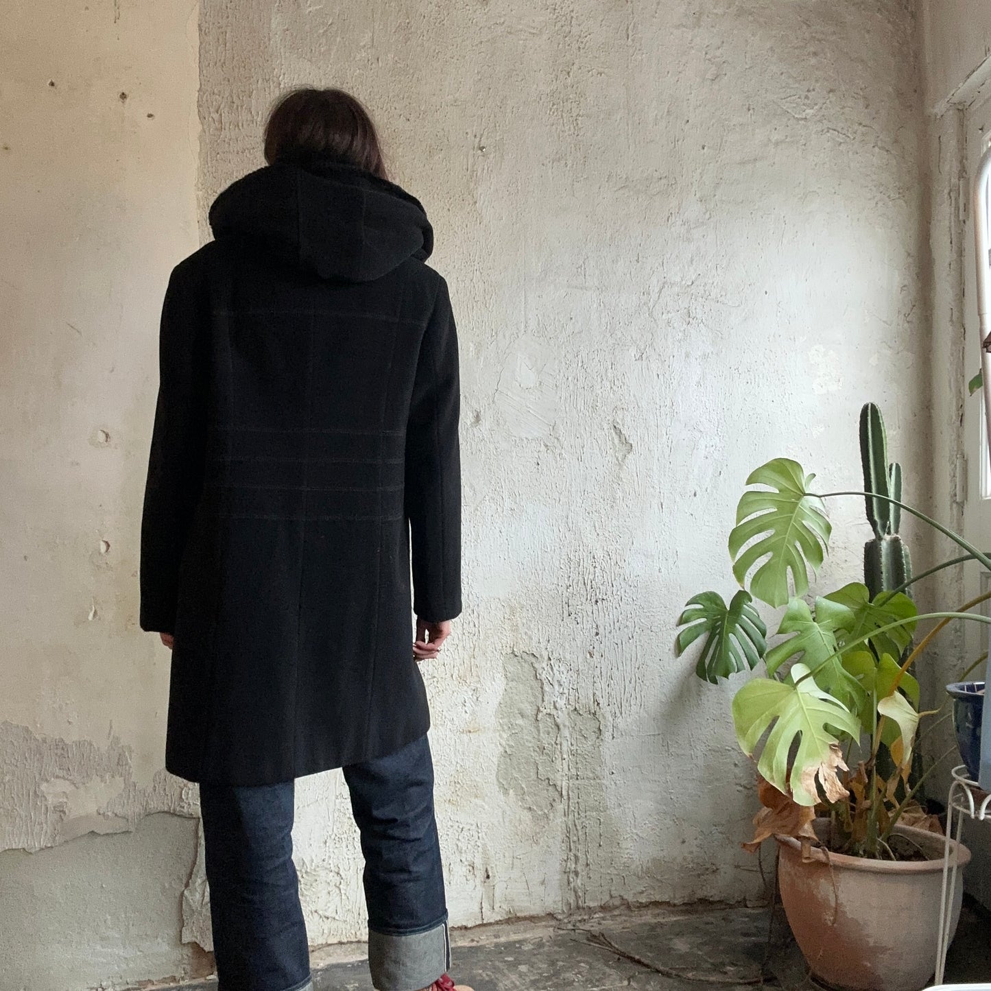 VTG Soft Black Hooded Coat