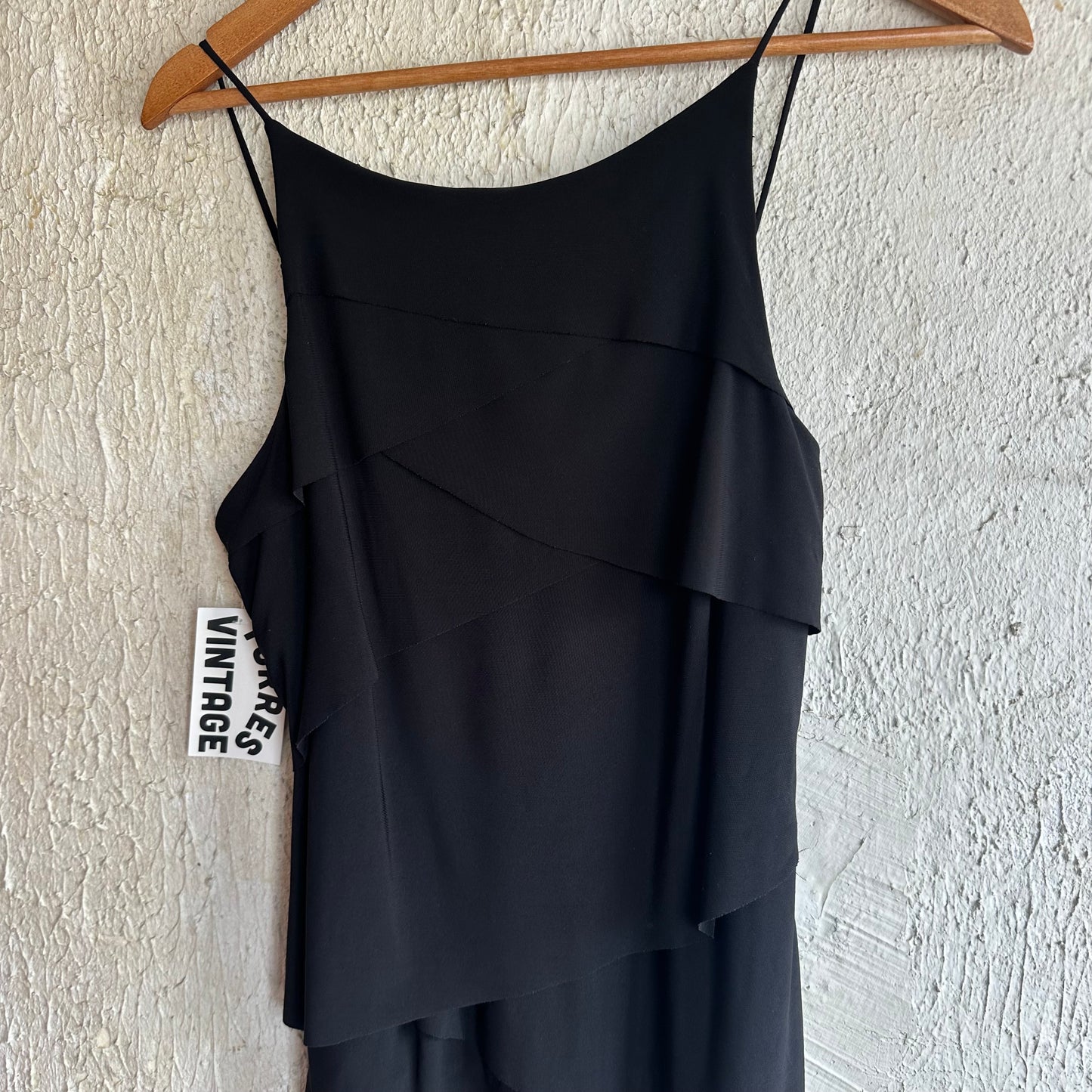 90s Layered Strap Black Dress S