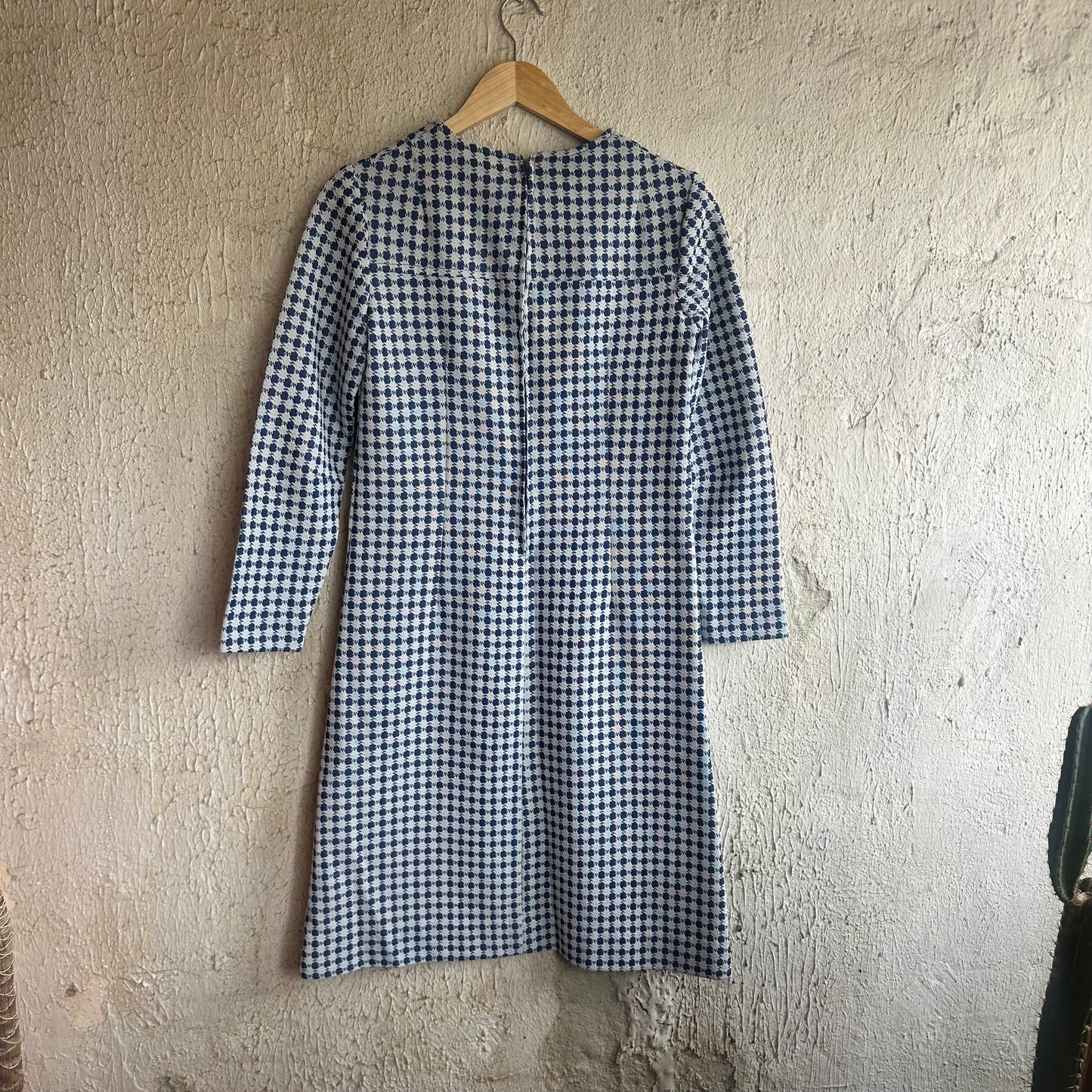 Blue + White Patterned Midi Dress M