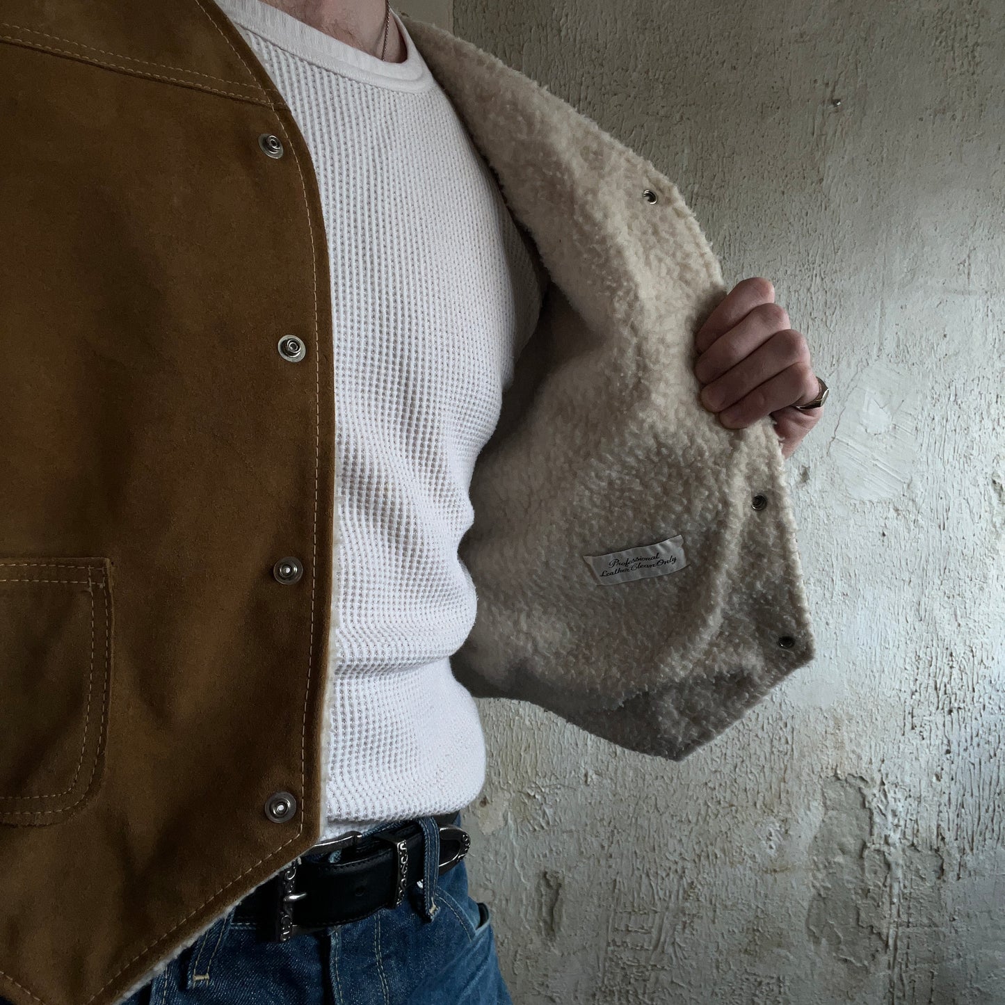 70s SHERPA SUEDE VEST