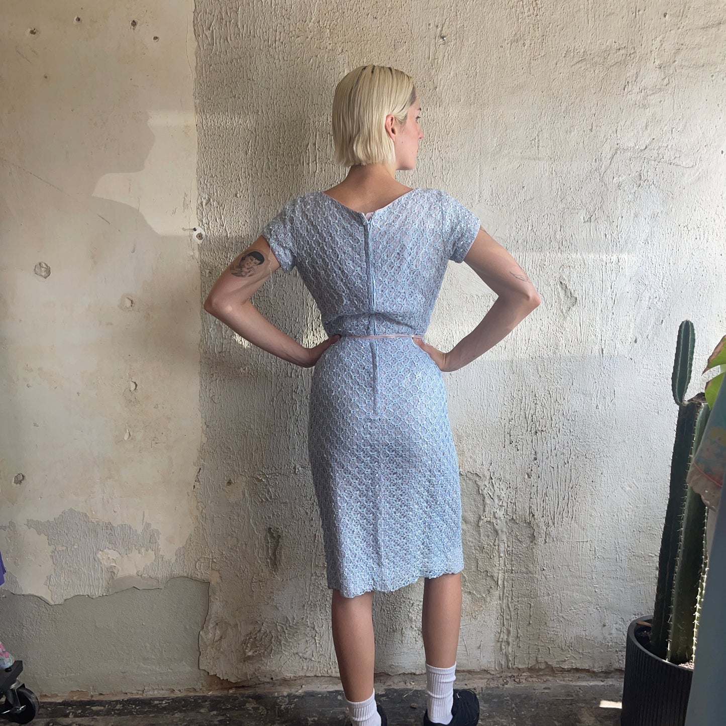 VTG Blue Ribbon Woven Dress