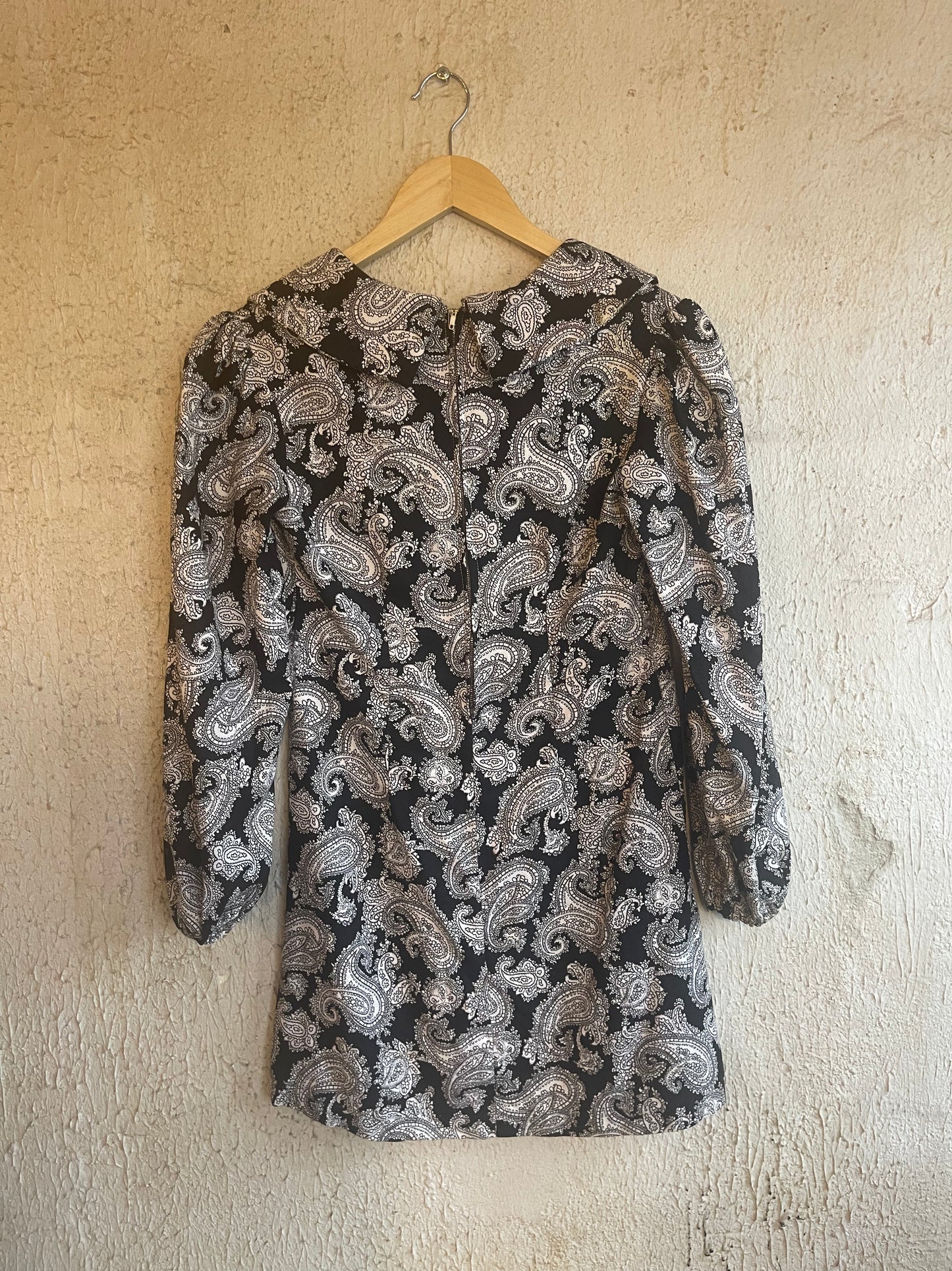 Vintage B&W Paisley Mini Dress S