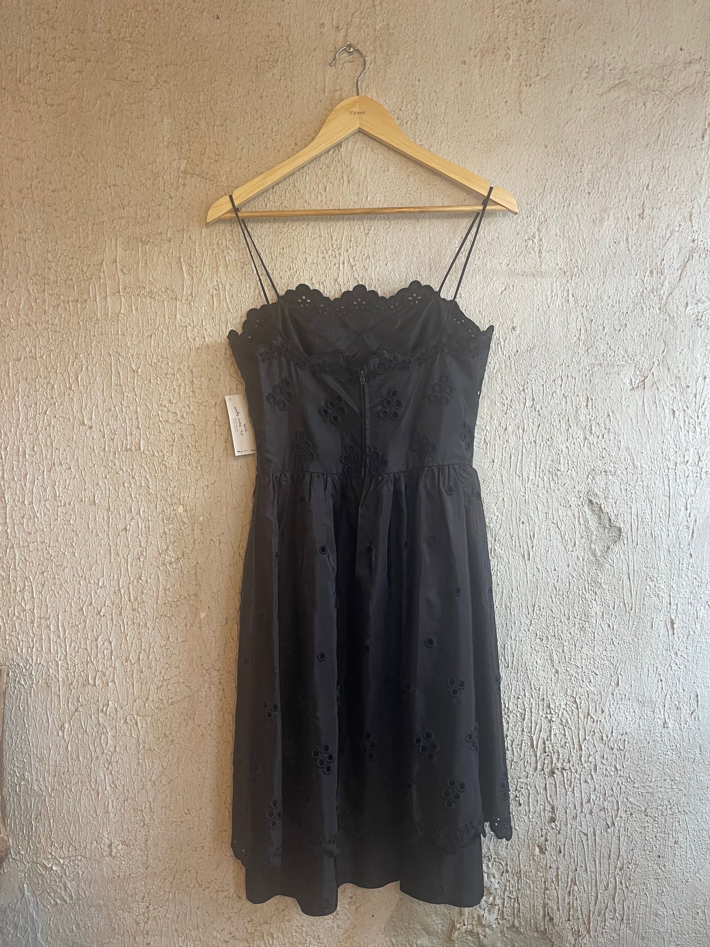 Vintage Black Eyelet Dress S