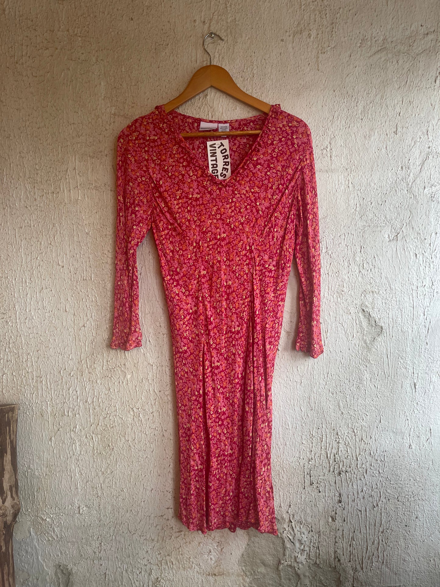 90’s Floral Bell Sleeve Dress M
