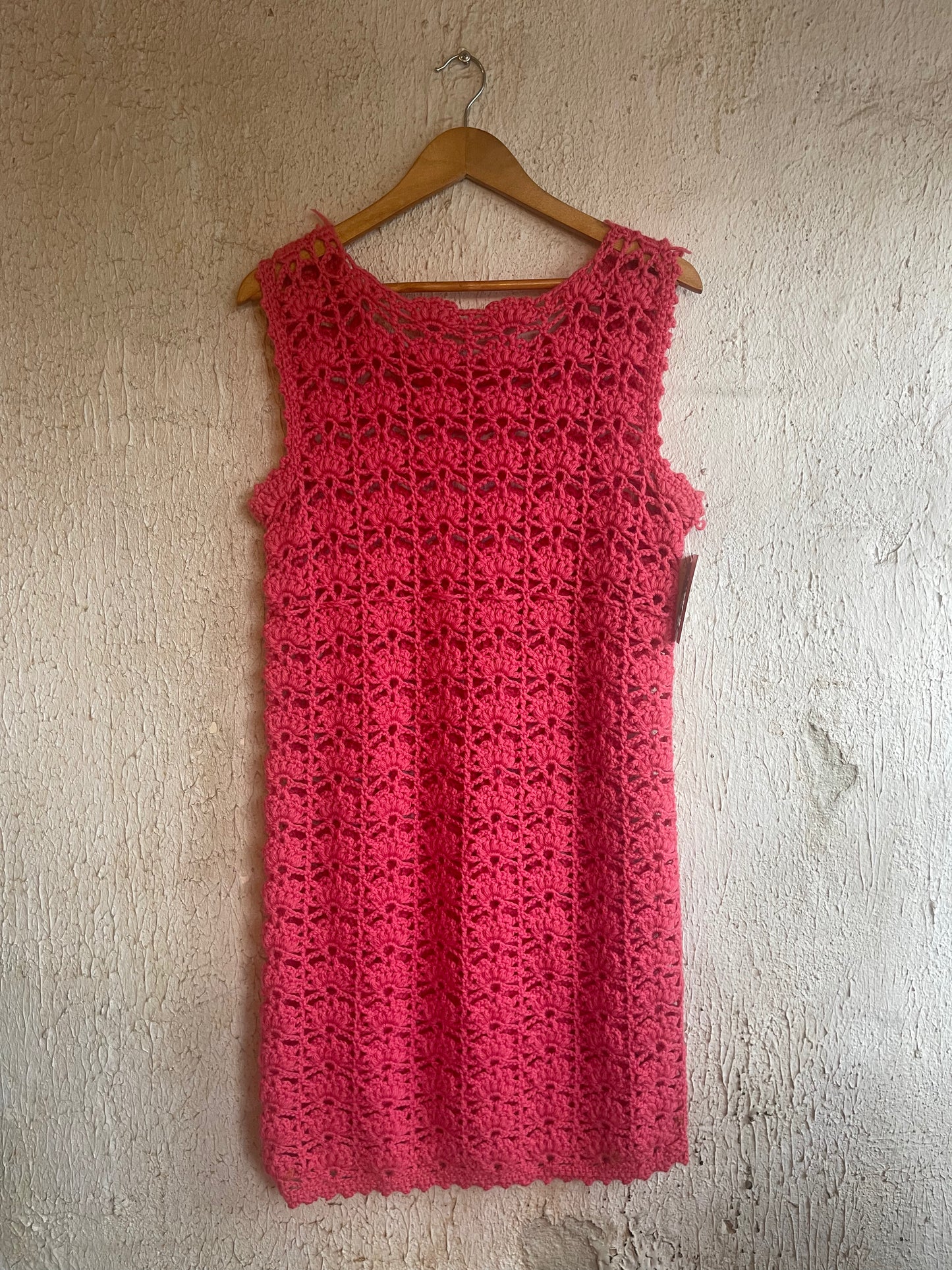 70’s Crochet Pink Dress M