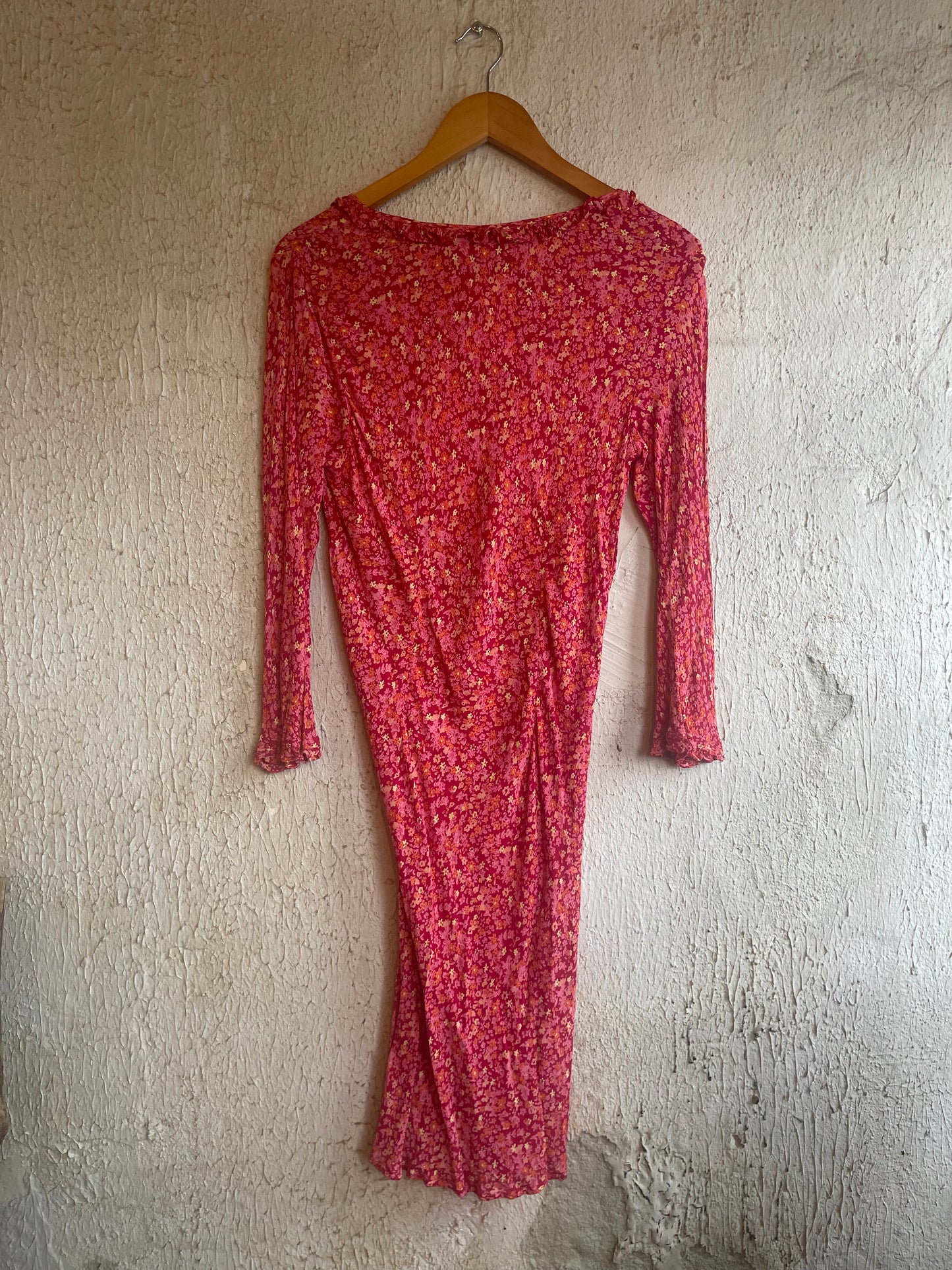 90’s Floral Bell Sleeve Dress M