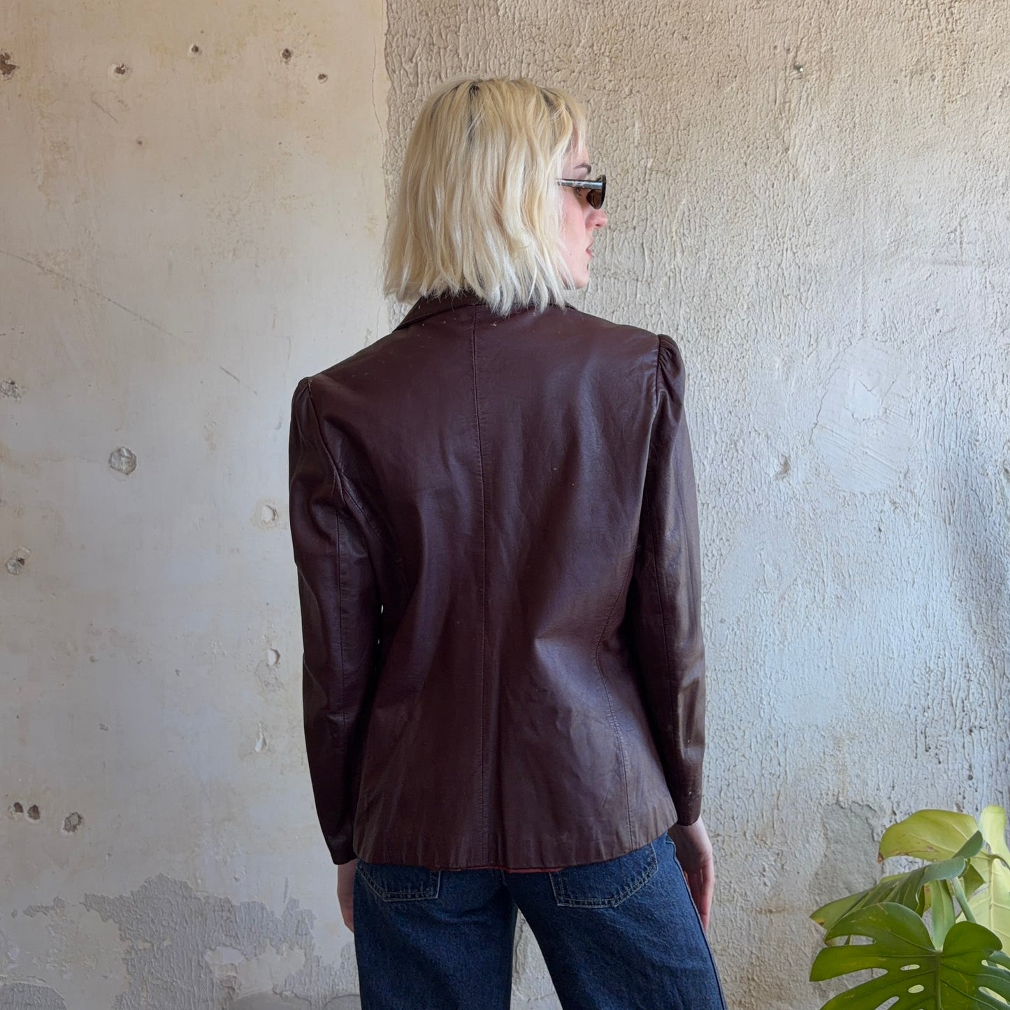 Split End Burgundy Leather Jacket M
