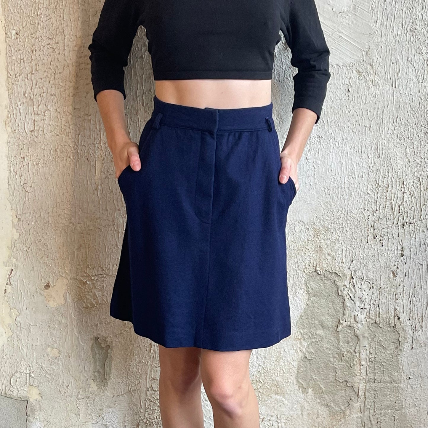 Bobbie Brooks VTG Wool Blend Navy Skirt XS
