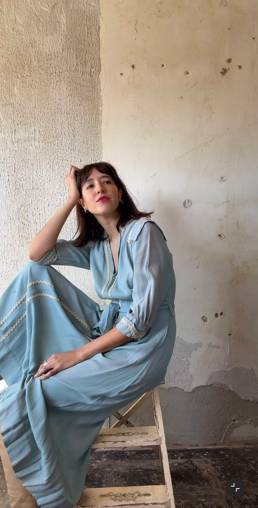 1940’s Blue Long Sleeve Dress