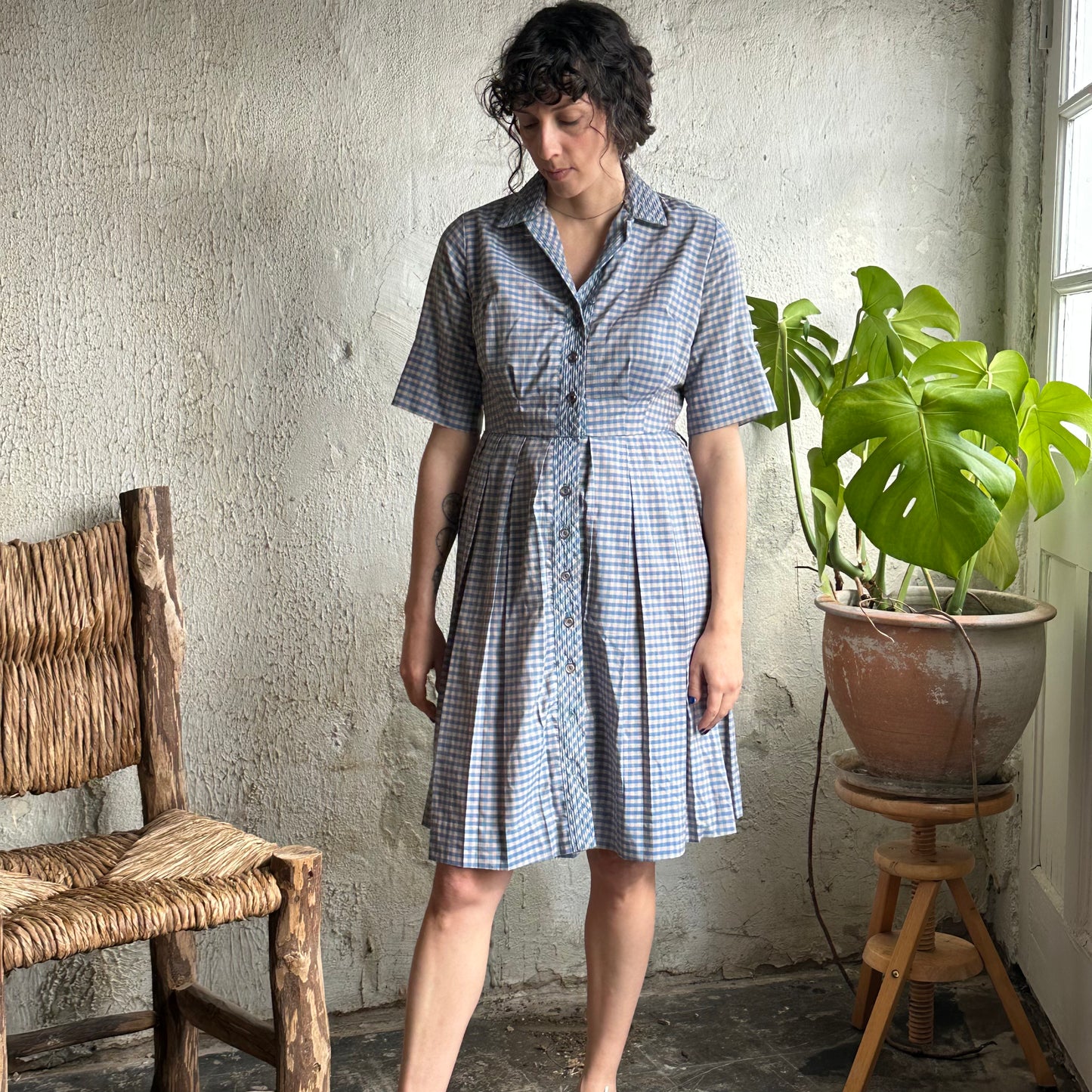1950’s Cay Artley Blue Plaid Dress M