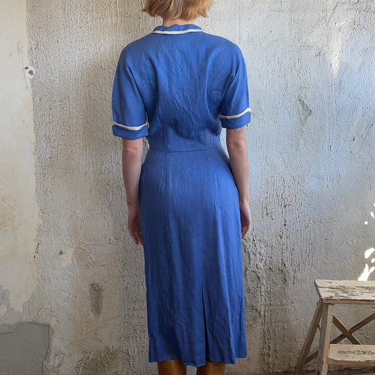 1940’s Blue Button Dress XS