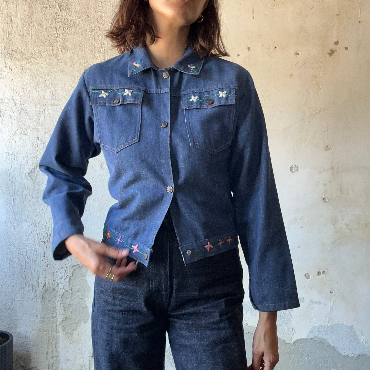 1970s Mushroom & Sunshine Denim Jacket S