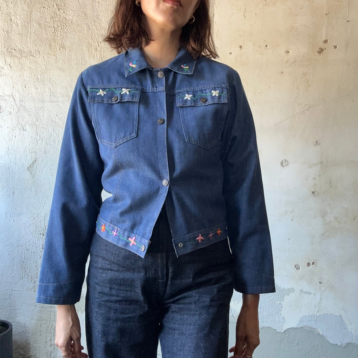 1970s Mushroom & Sunshine Denim Jacket S