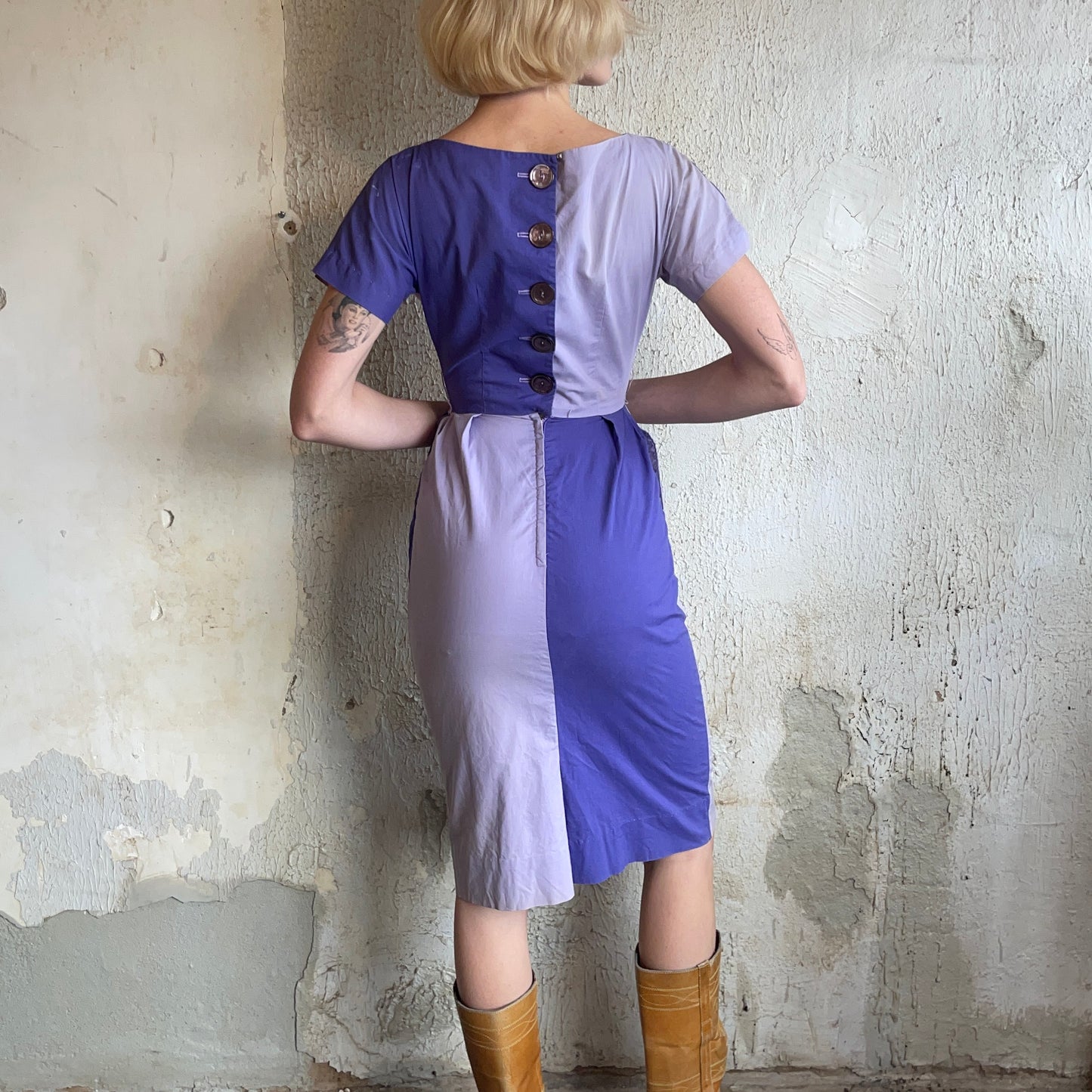 VTG Purple Colorblock Dress XXS