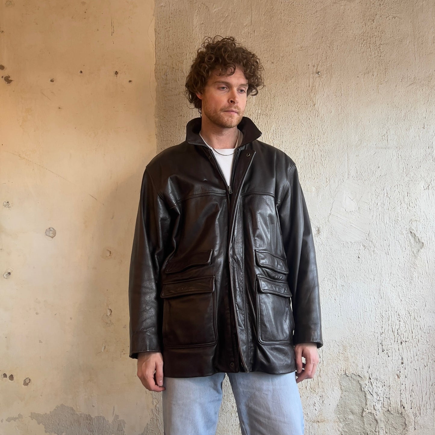 Heavy Duty Brown Leather Jacket