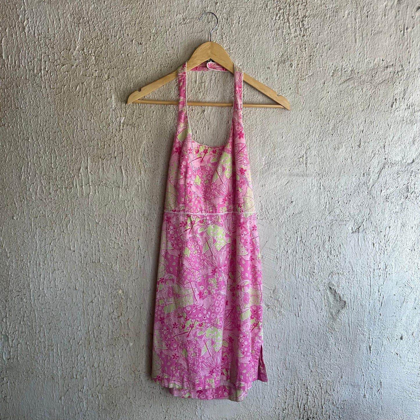 Y2K Pink Halter Beach Dress S