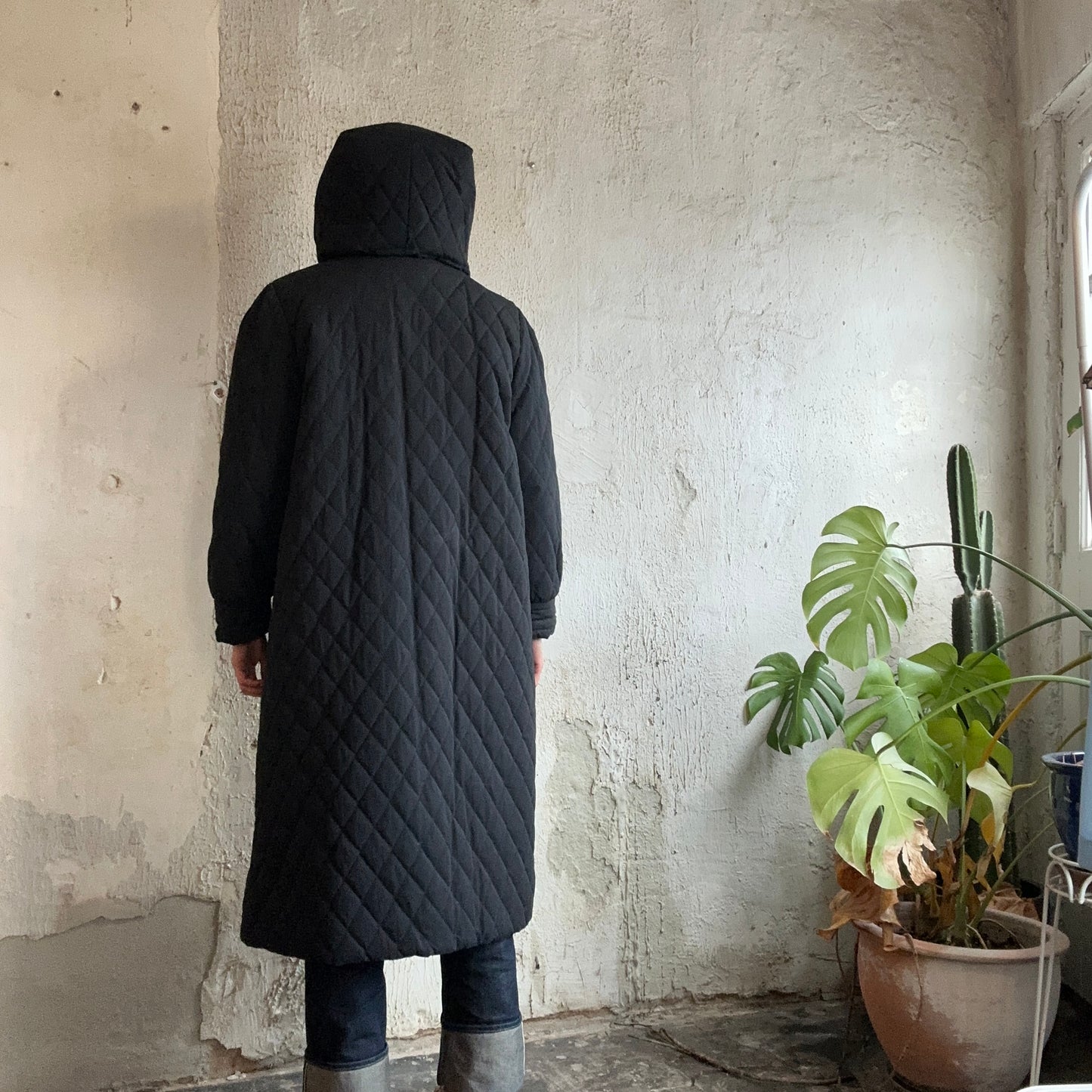 VTG Black Quilted Coat