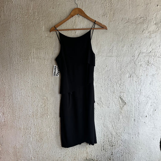 90s Layered Strap Black Dress S