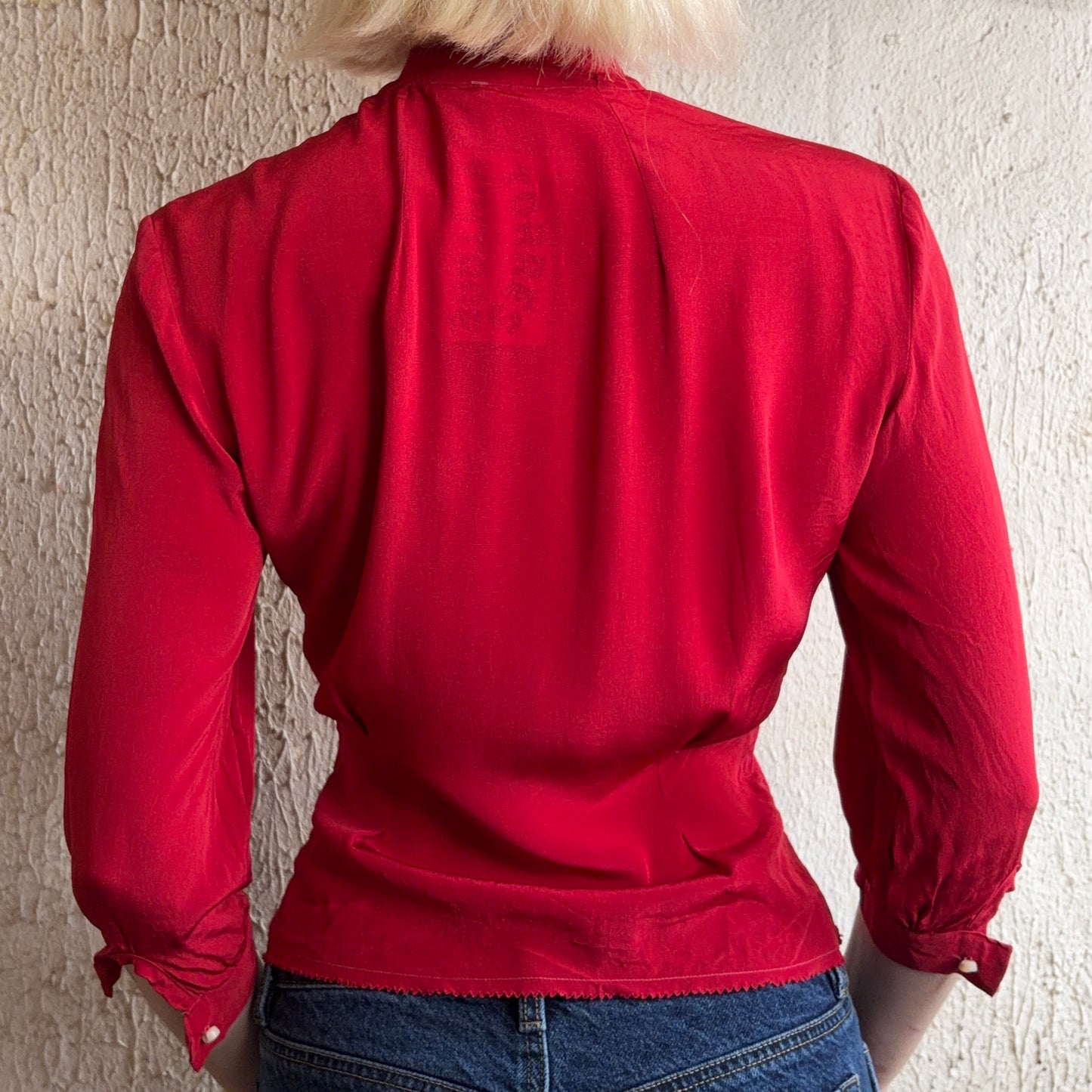 1950’s Red Pleated Blouse XXS
