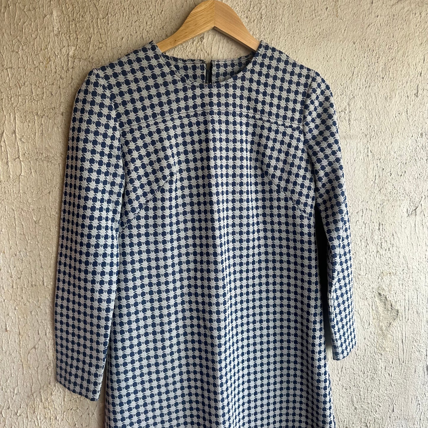 Blue + White Patterned Midi Dress M
