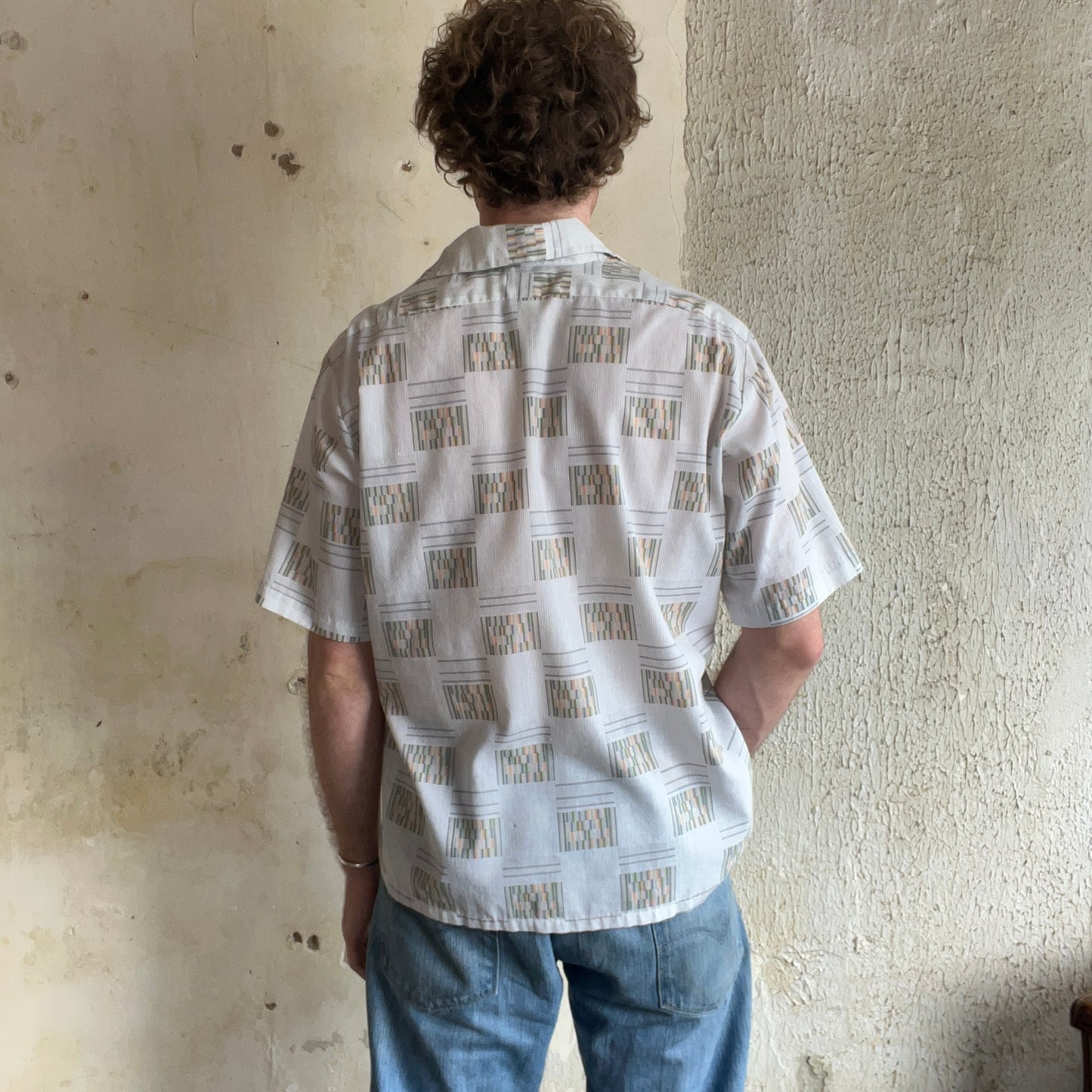 Kline’s Square Pattern Short Sleeve Button  UpShirt