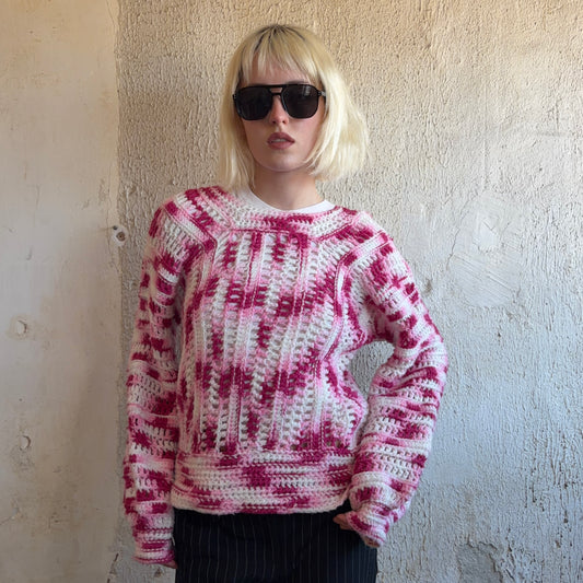 VTG Pink Crochet Sweater M