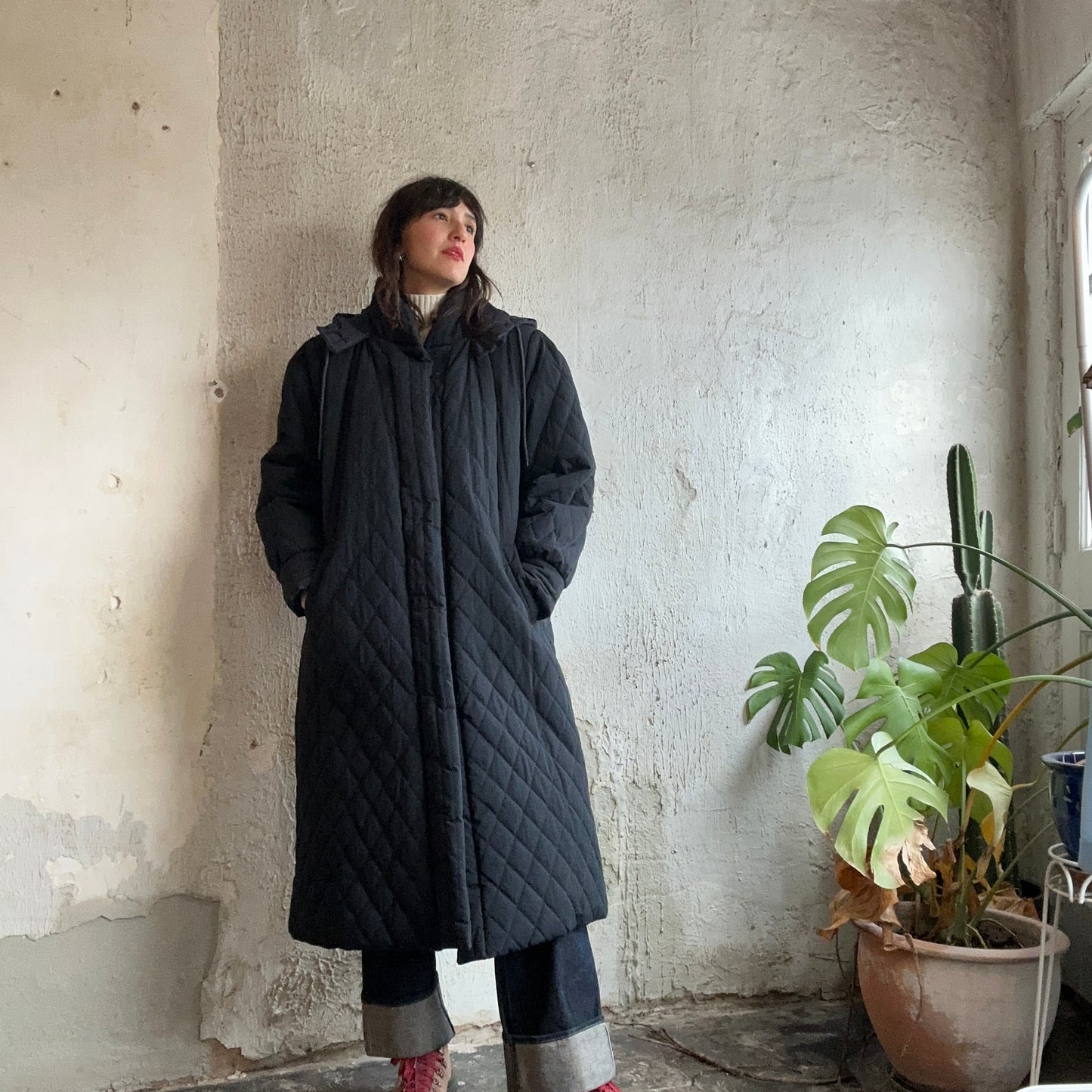 VTG Black Quilted Coat