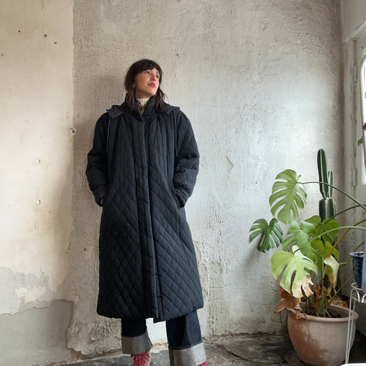 VTG Black Quilted Coat