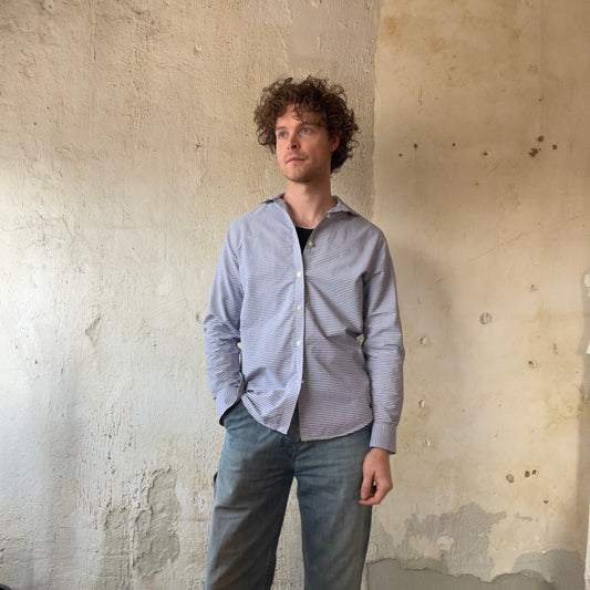 Murano Blue and White Striped Shirt