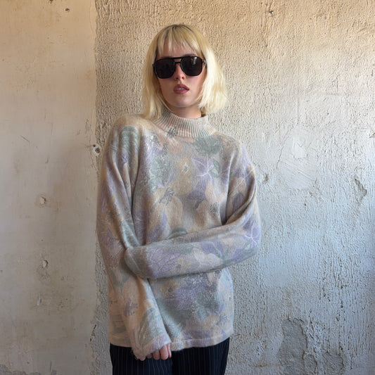 VTG Floral Pastel Pullover M
