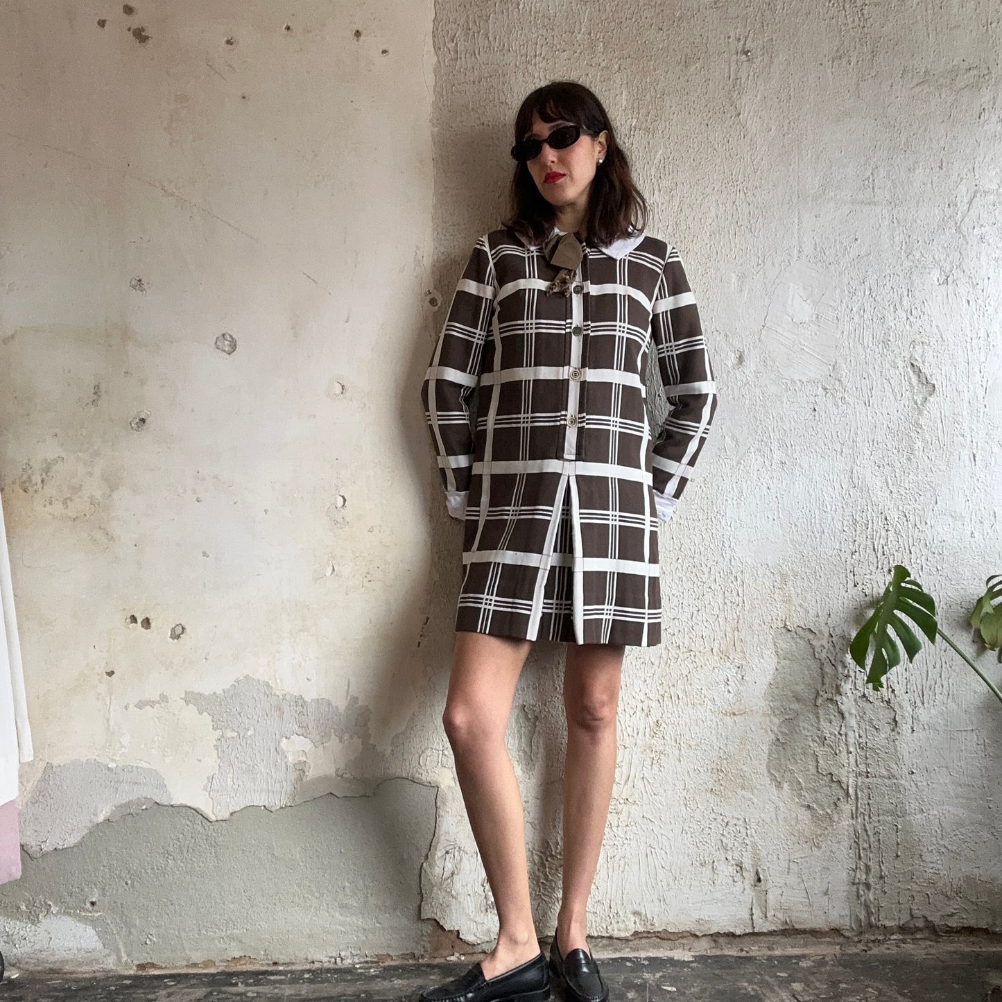 Jonathon Logan Brown Plaid Dress S