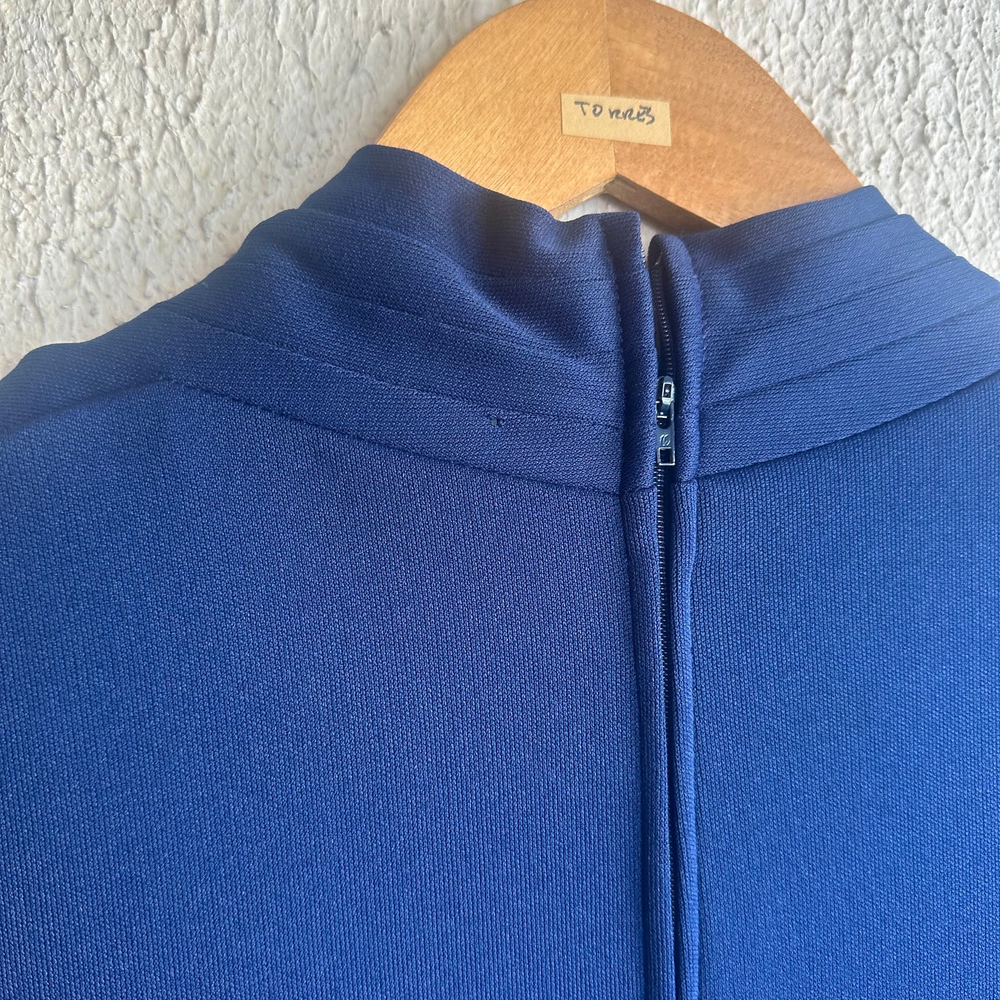 Vtg Navy Blue Long Sleeve Dress M