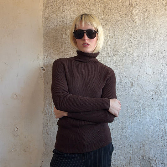 Brown Knit Turtleneck S