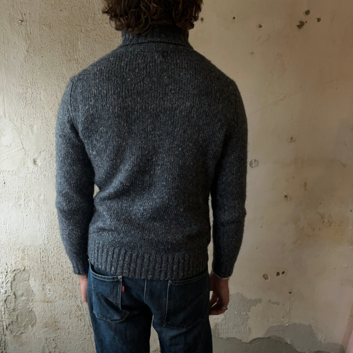 LL BEAN BLUE KNIT TURTLENECK